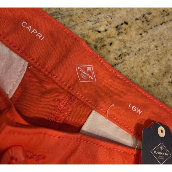~NWT~ST JOHNS BAY Size 16 Mid-Rise  Secretly Slender CAPRI PANTS - Coral 38x19 - Picture 8 of 15